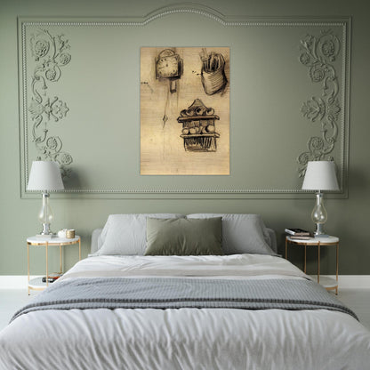 Clock, Clog with Cutlery and a Spoon Rack - Vincent van Gogh Brushed Aluminum Print - 70x100 cm / 28x40 inches | Vincent van Gogh Aluminum Print | Vincent van Gogh Prints