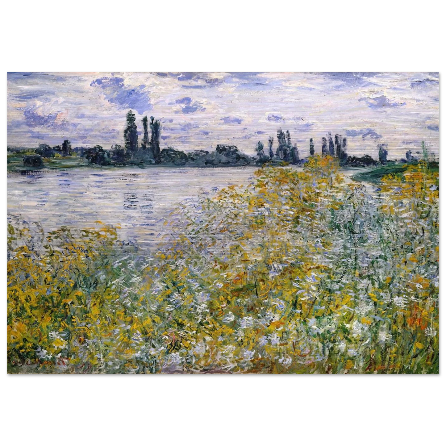 Isle of Flowers on Siene near Vetheuil - claude monet Brushed Aluminum Print - 70x100 cm / 28x40 inches | claude monet Aluminum Print | claude monet Prints
