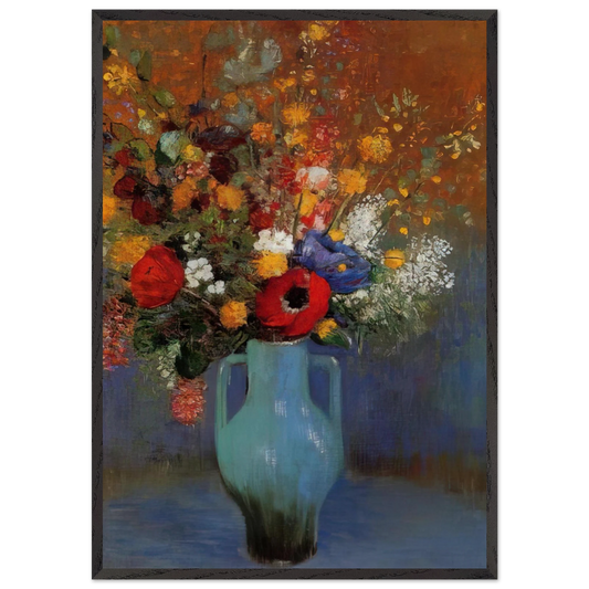 BOUQUET OF WILD FLOWERS 1 - Odilon Redon 70x100 cm / 28x40 inches Framed Art Print – Black Wooden Frame