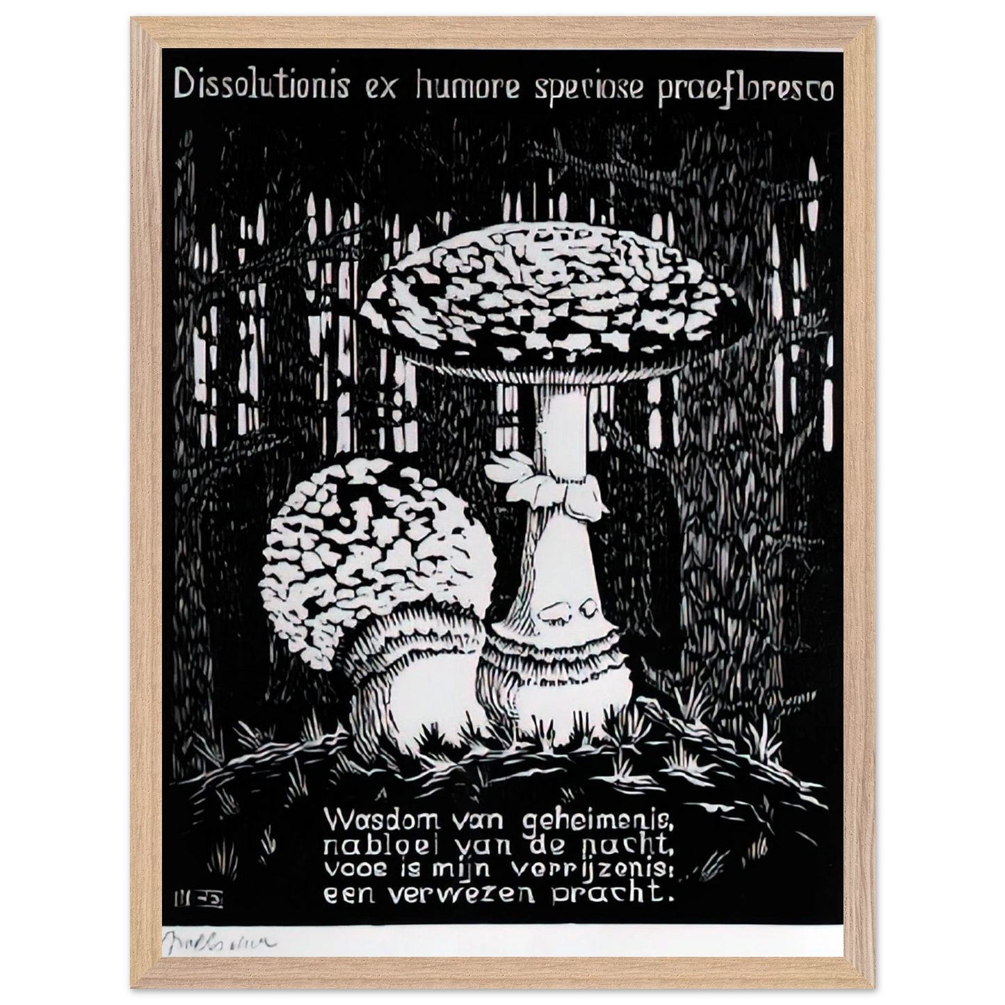 MC Escher - EMBLEMATA TOADSTOOL Wall Art - 21x29.7 cm / 8x12" - Premium Wooden Framed Poster With Fine Art Paper-canvas - Black frame