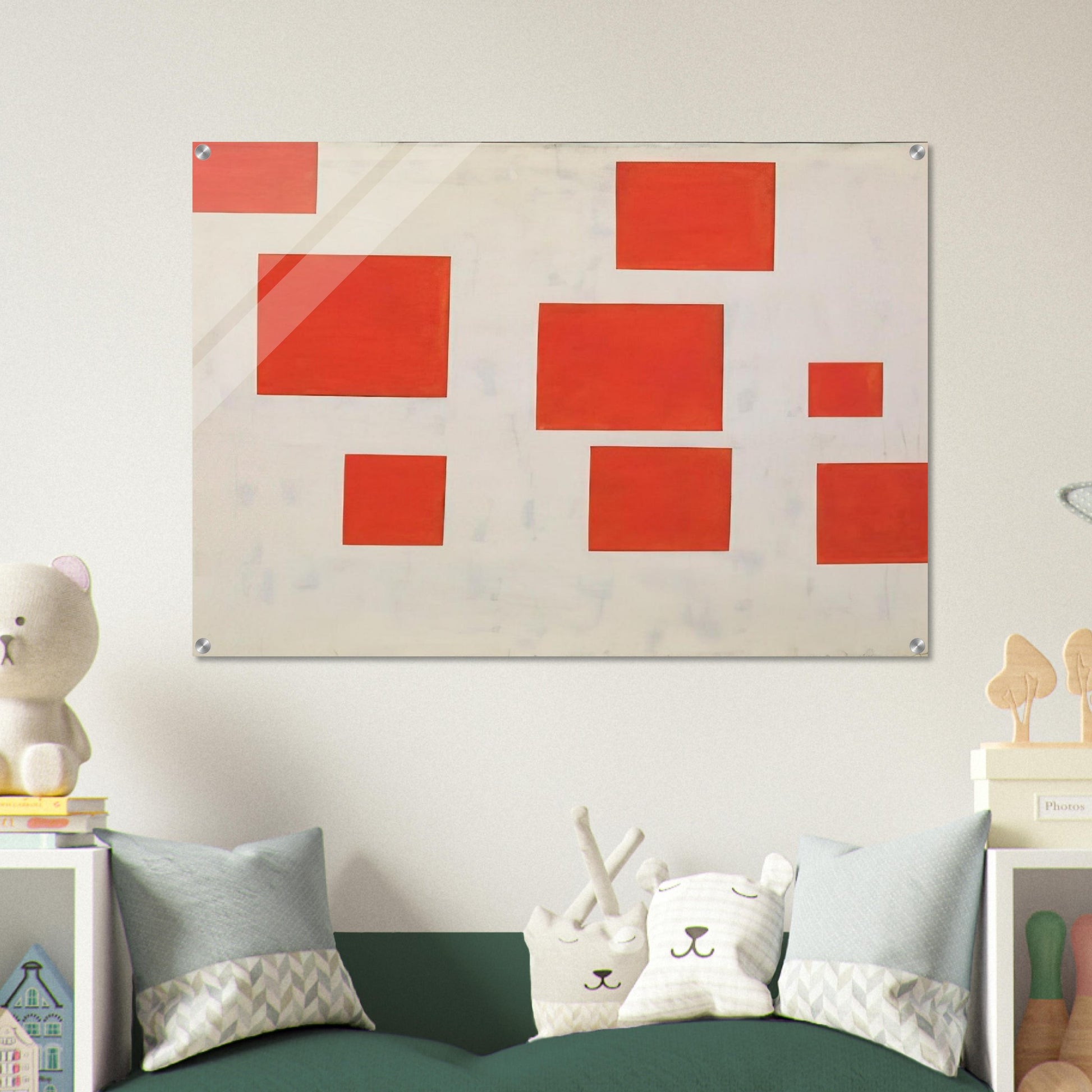 KOMPOSITION MIT 8 ROTEN RECHTECKEN COMPOSITION WITH 8 RED RECTANGLES 1964 - BLINKY PALERMO Acrylic Print - 70x100 cm / 28x40″ inches