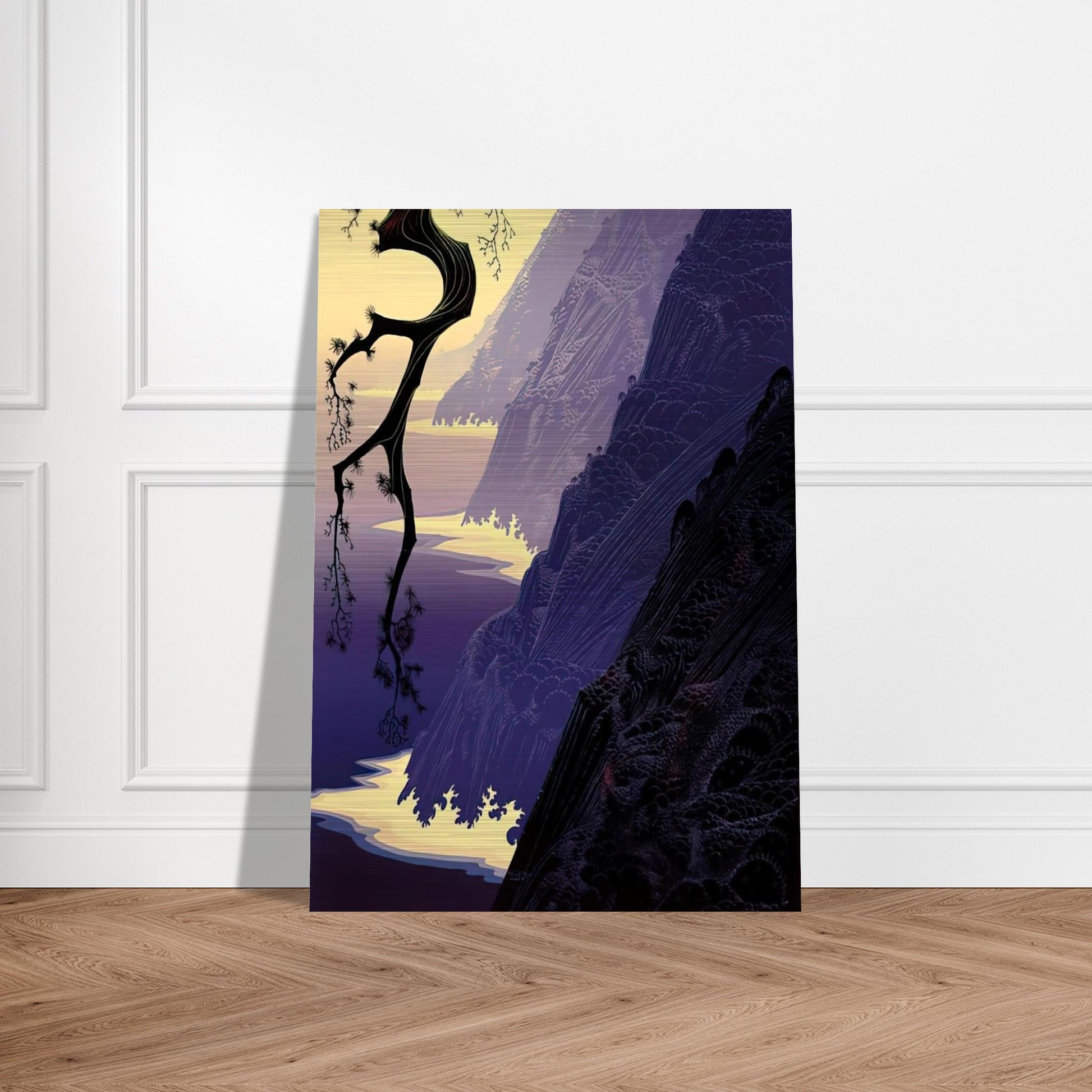 Purple Mist - Eyvind Earle Brushed Aluminum Print - 70x100 cm / 28x40 inches | Eyvind Earle Aluminum Print | Eyvind Earle Prints
