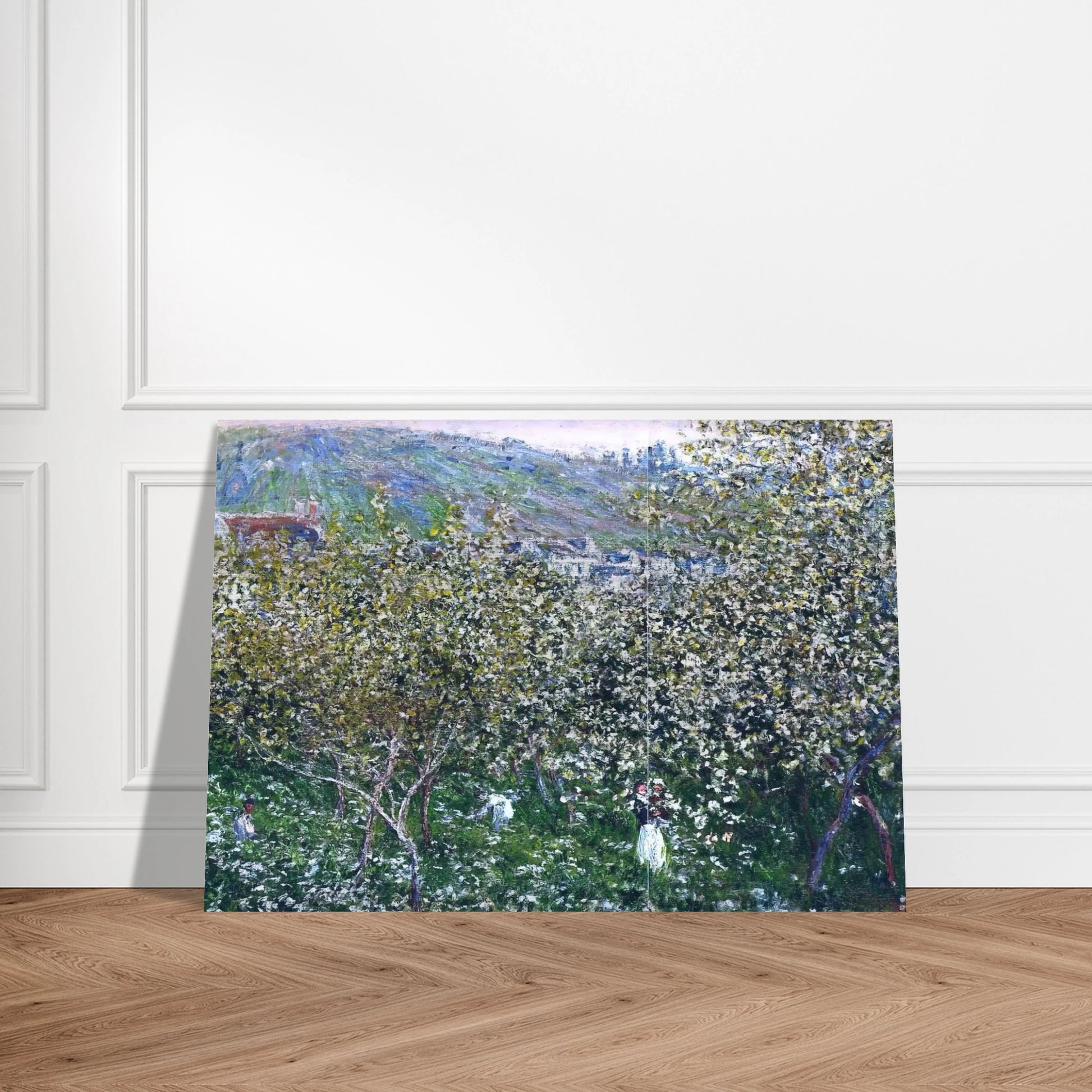 Vetheuil, Flowering Plum Trees - claude monet Brushed Aluminum Print - 70x100 cm / 28x40 inches | claude monet Aluminum Print | claude monet Prints