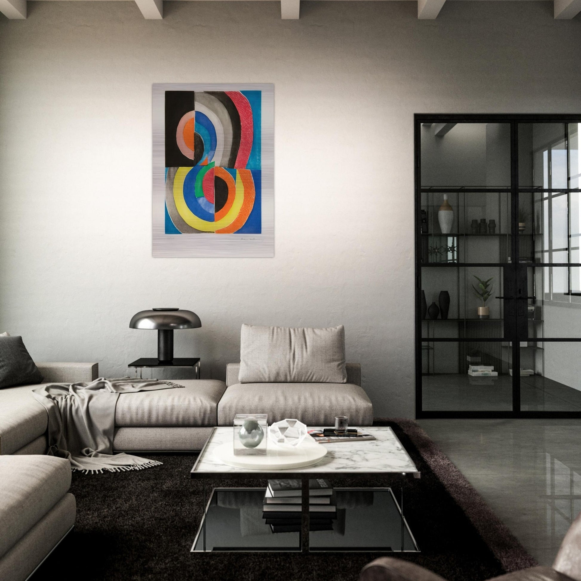 ABSTRACT COMPOSITION WITH SEMICIRCLES - Sonia Delaunay Brushed Aluminum Print - 70x100 cm / 28x40 inches | Sonia Delaunay Aluminum Print | Sonia Delaunay Prints