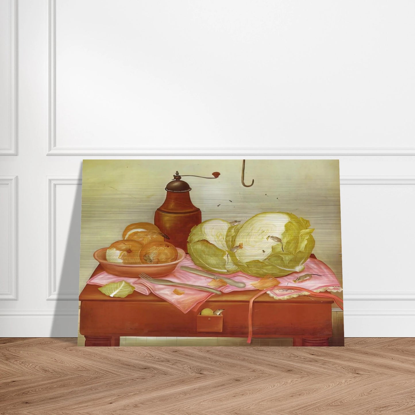 KITCHEN TABLE 1 - Fernando Botero Brushed Aluminum Print - 70x100 cm / 28x40 inches | Fernando Botero Aluminum Print | Fernando Botero Prints