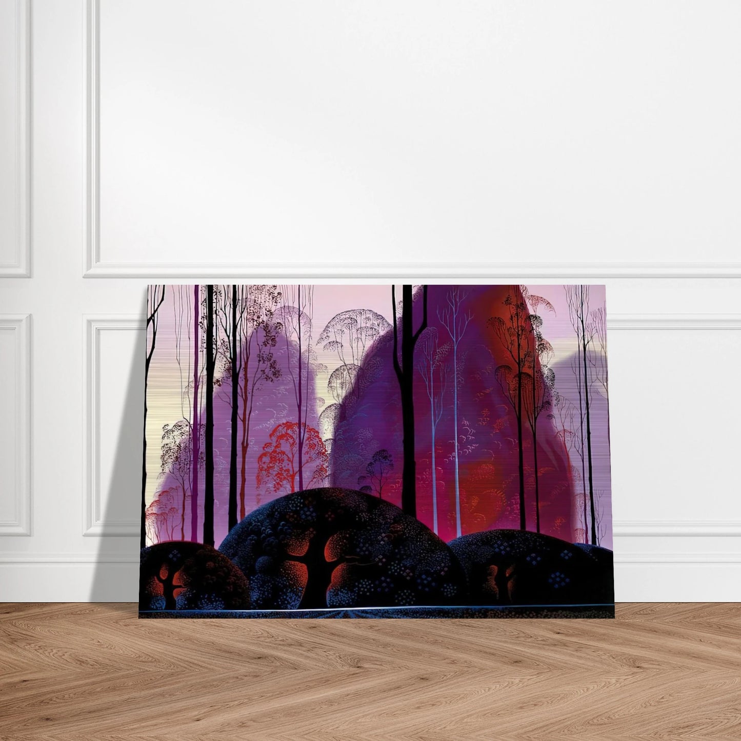 Mauve, Red and Purple - Eyvind Earle Brushed Aluminum Print - 70x100 cm / 28x40 inches | Eyvind Earle Aluminum Print | Eyvind Earle Prints