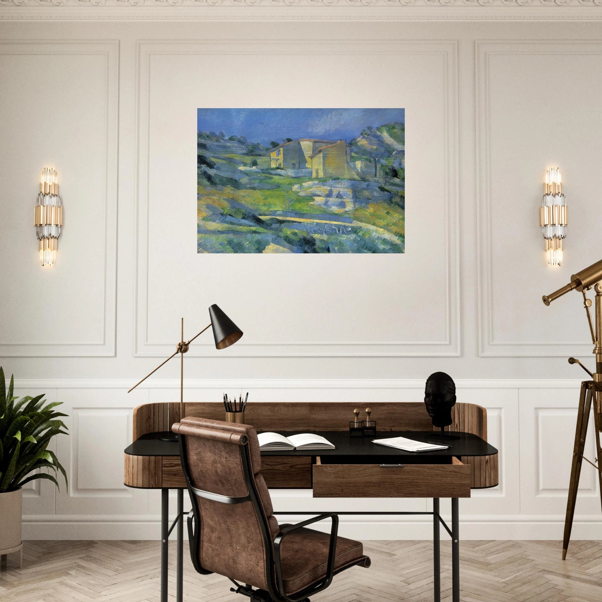 Houses at the L'Estaque - Paul Cézanne Brushed Aluminum Print - 70x100 cm / 28x40 inches | Paul Cézanne Aluminum Print | Paul Cézanne Prints