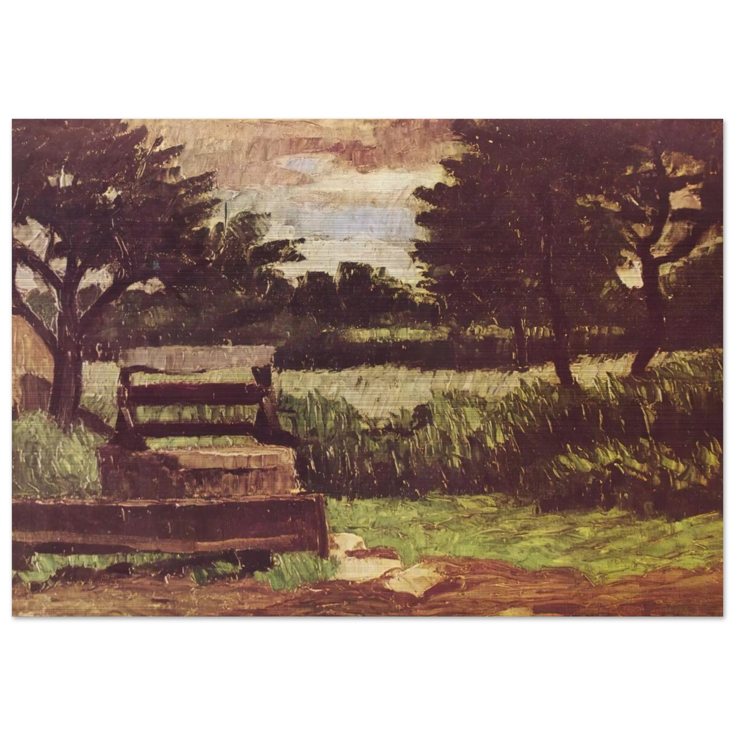 Landscape with fountain - Paul Cézanne Brushed Aluminum Print - 70x100 cm / 28x40 inches | Paul Cézanne Aluminum Print | Paul Cézanne Prints