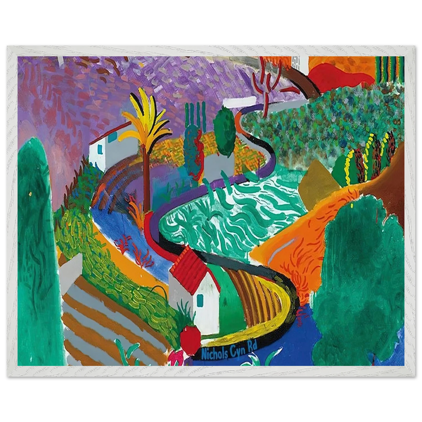 David Hockney - David Hockney Wall art - 60x80 cm / 24x32 inches - Premium Wooden Framed Poster With Fine Art Paper-canvas - White frame
