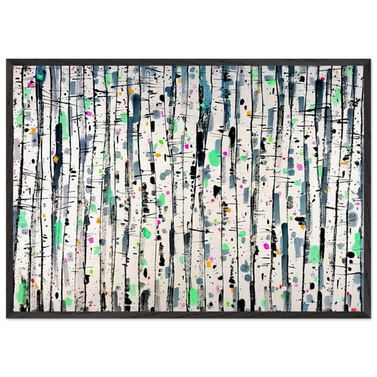 White Poplar Woods - Abstract Expressionism Ink and wash painting - Wu Guanzhong 70x100 cm / 28x40 inches Framed Art Print – Black Wooden Frame