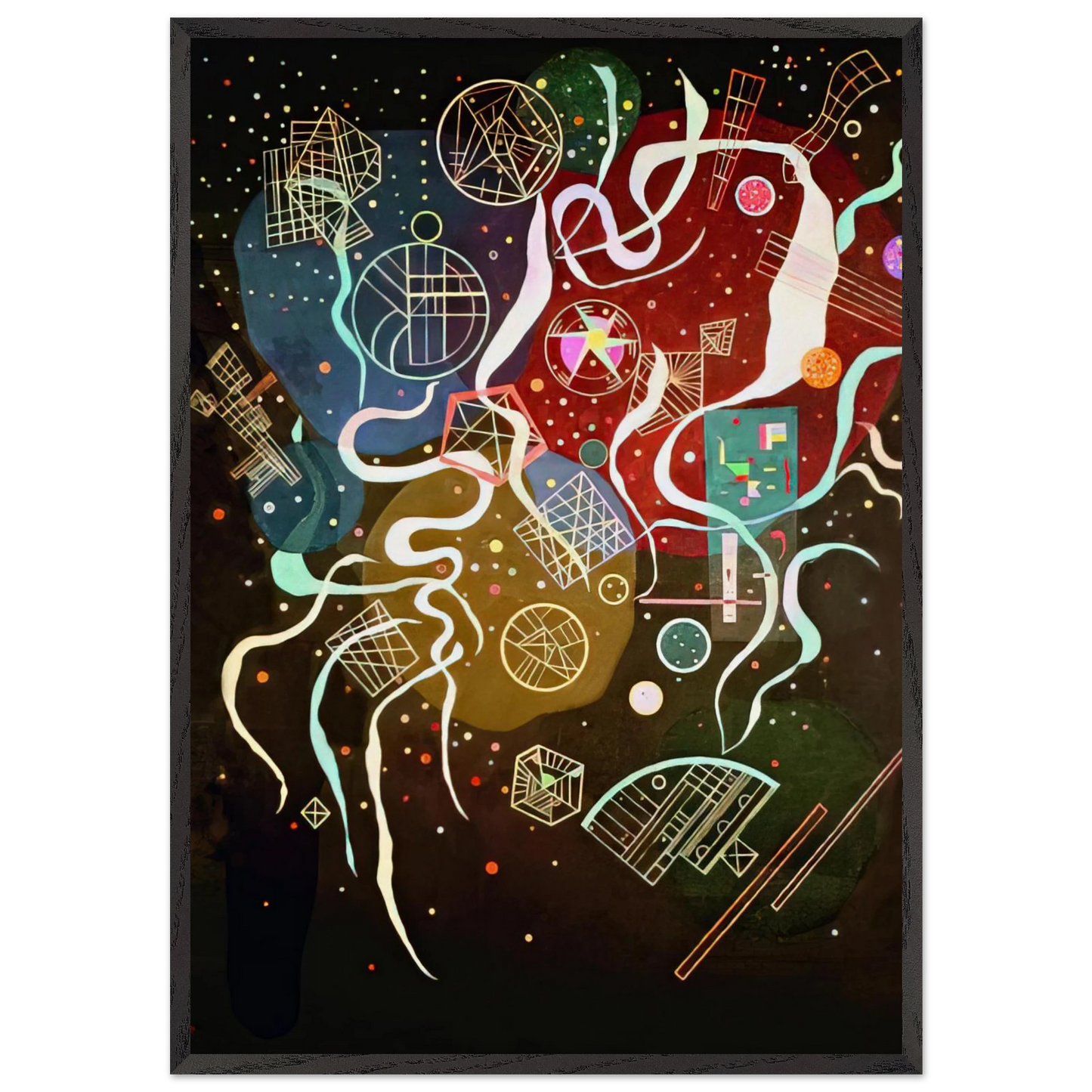 MOVEMENT I 1935 - Wassily Kandinsky 70x100 cm / 28x40 inches Framed Art Print – Black Wooden Frame