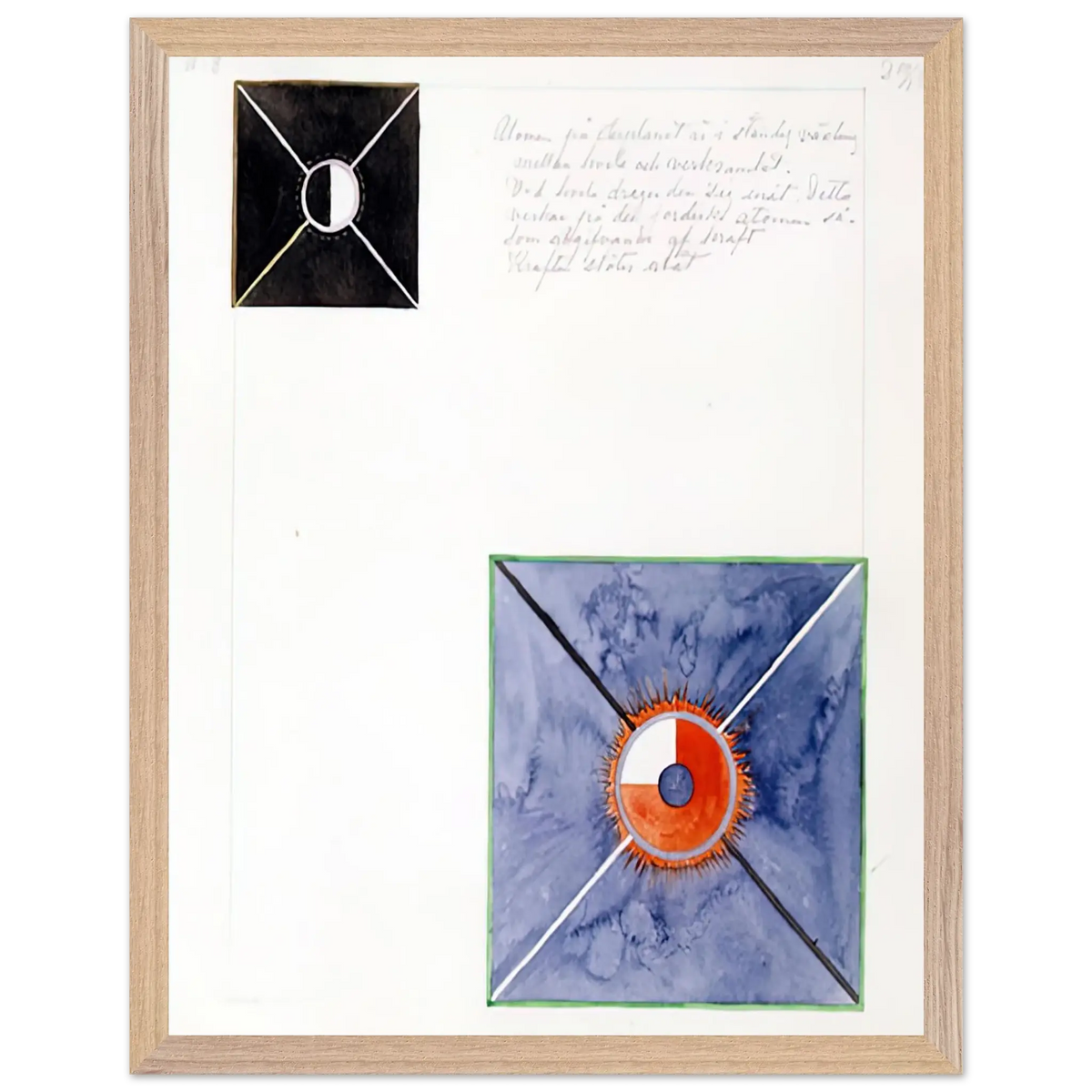 Hilma af Klint - ATOM SERIES NO 8 ATOM ON THE ETHER PLANE IS IN CONSTANT CHANGE BETWEEN REST AND ACTIVITY AT THE 1917 Wall art - A2 (42 x 59.4  cm) - Premium Wooden Framed Poster With Fine Art Paper - Wood frame