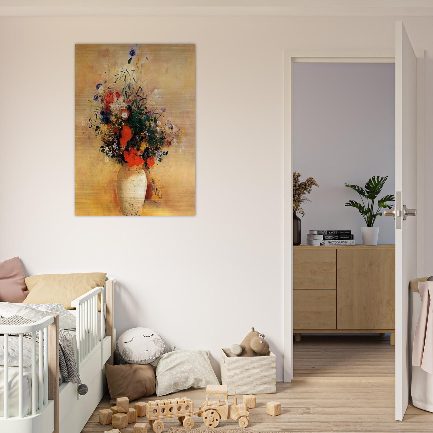 FLOWERS IN A BLUE VASE - Odilon Redon Brushed Aluminum Print - 70x100 cm / 28x40 inches | Odilon Redon Aluminum Print | Odilon Redon Prints