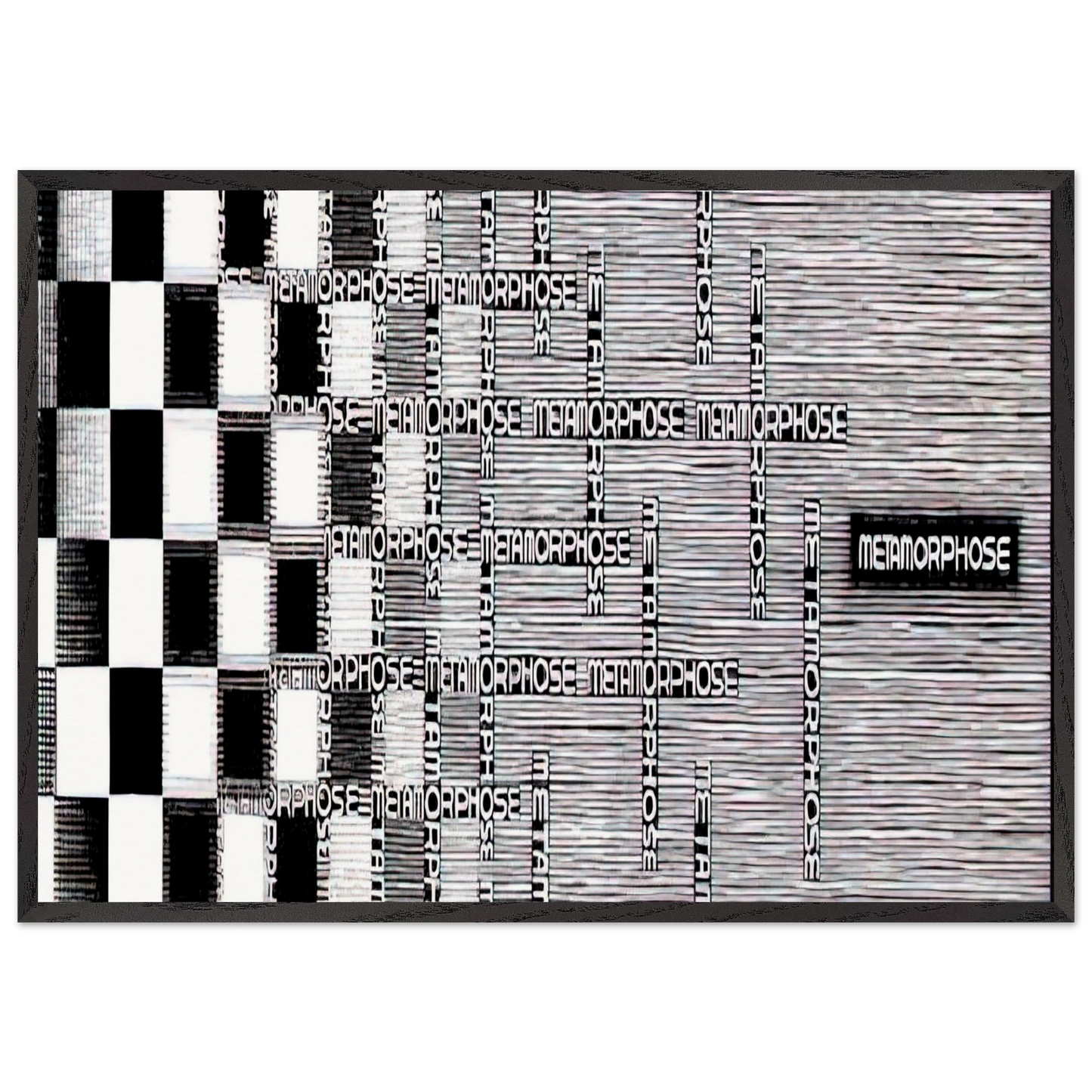 METAMORPHOSIS II EXCERPT 7 - MC Escher 70x100 cm / 28x40 inches Framed Art Print – Black Wooden Frame | Maurits Cornelis Escher Prints