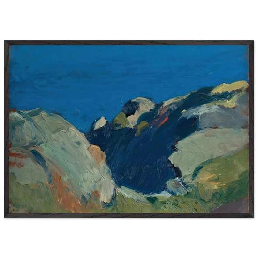 Rocks and Sea - Edward Hopper 70x100 cm / 28x40 inches Framed Art Print – Black Wooden Frame