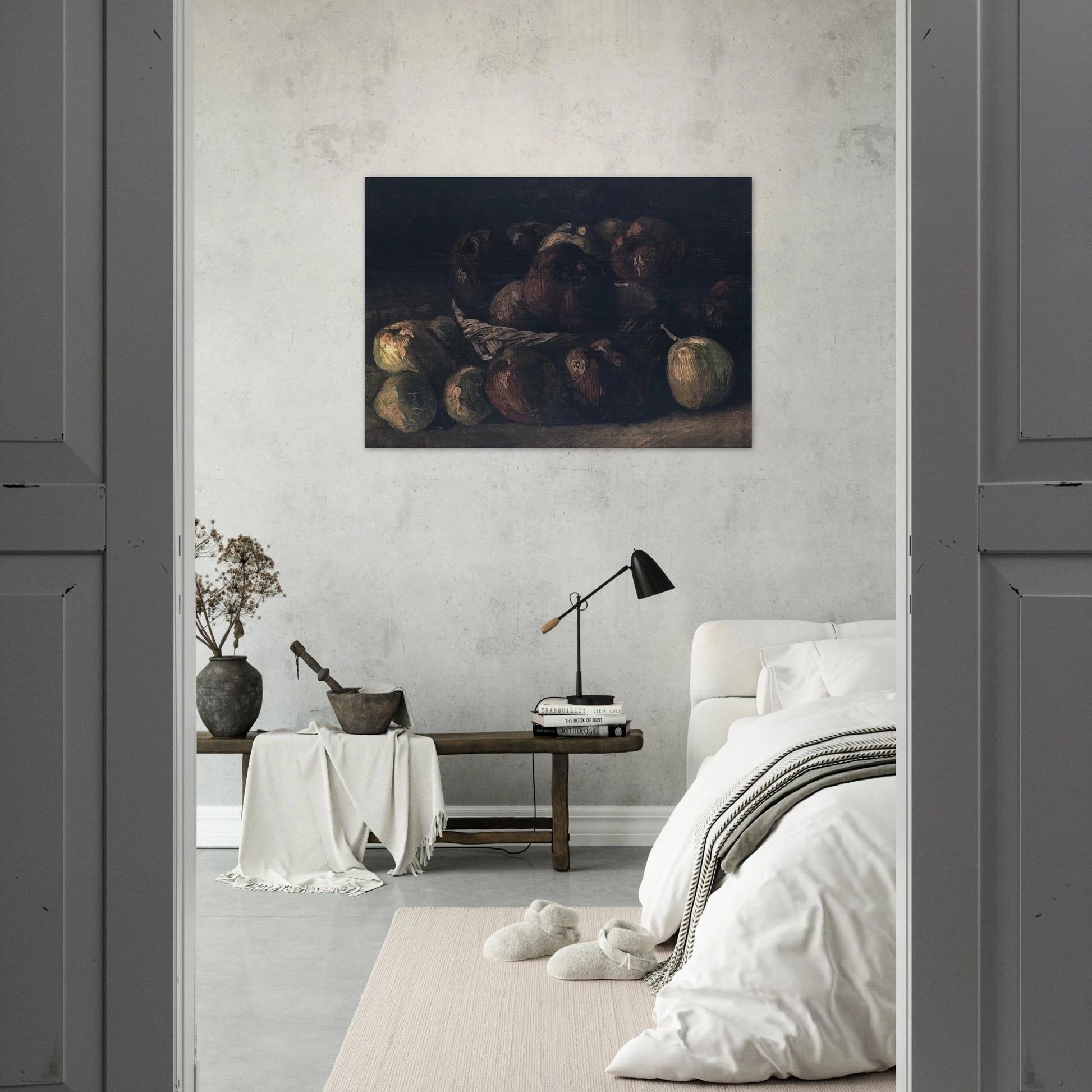 Still life with a basket of apples - Vincent van Gogh Brushed Aluminum Print - 70x100 cm / 28x40 inches | Vincent van Gogh Aluminum Print | Vincent van Gogh Prints