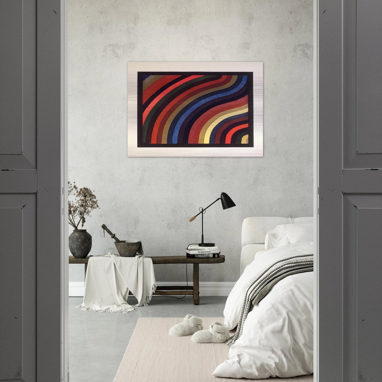 Two Centimeter Wavy Bands in Colors - Sol LeWitt Brushed Aluminum Print - 70x100 cm / 28x40 inches | Sol LeWitt Aluminum Print | Sol LeWitt Prints