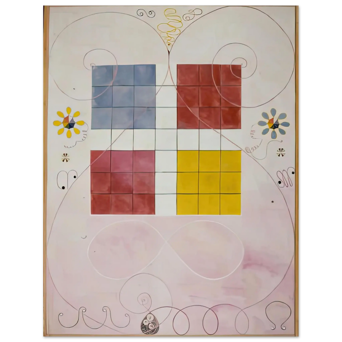 Hilma af Klint - DE TIO ST RSTA N 10 ALDERDOMEN 1907 Wall art - 28x43  cm / XL (11x17 Inches) - Premium Wooden Framed Poster With Fine Art Paper - Wood frame