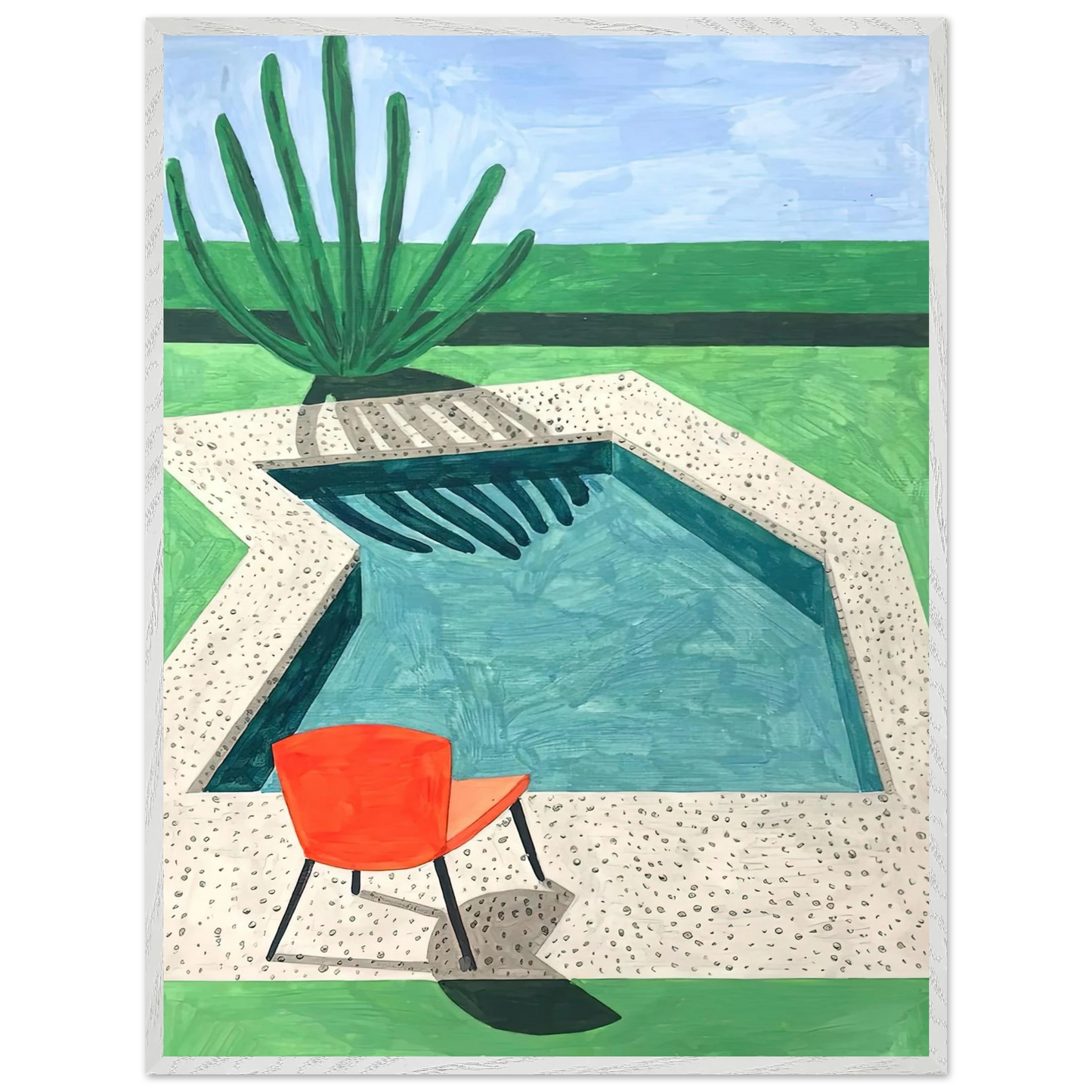 David Hockney - David Hockney Wall art - A2 (42 x 59.4  cm) - Premium Wooden Framed Poster With Fine Art Paper-canvas - White frame