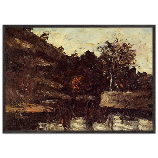 Bend in the River - Paul Cezanne 70x100 cm / 28x40 inches Framed Art Print – Black Wooden Frame