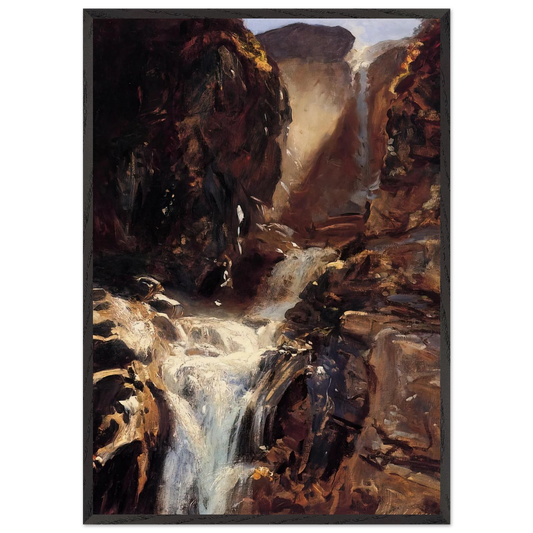 A Waterfall - John Singer Sargent 70x100 cm / 28x40 inches Framed Art Print – Black Wooden Frame