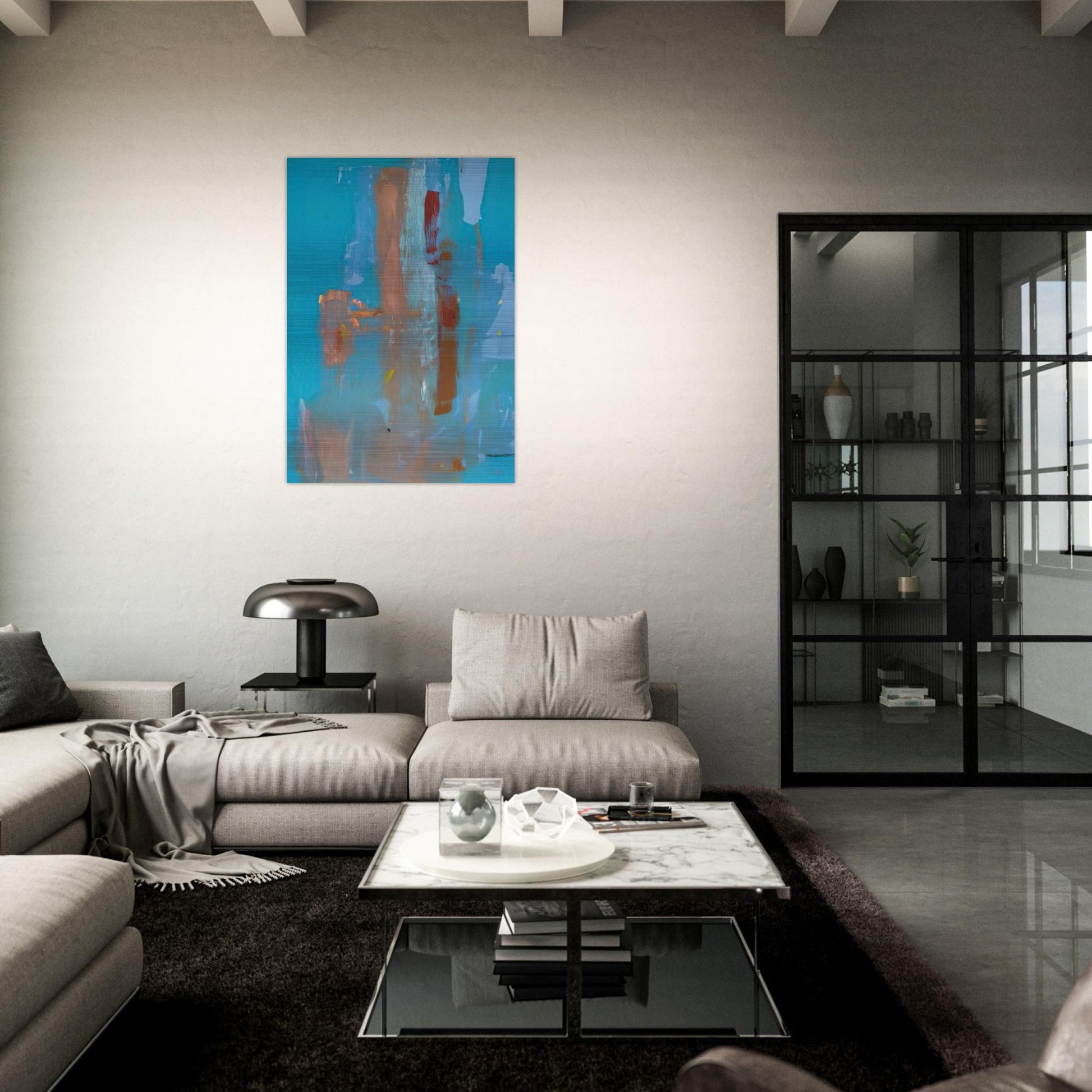 In on Blue - 1976 - Helen Frankenthaler Brushed Aluminum Print - 70x100 cm / 28x40 inches | Helen Frankenthaler Aluminum Print | Helen Frankenthaler Prints