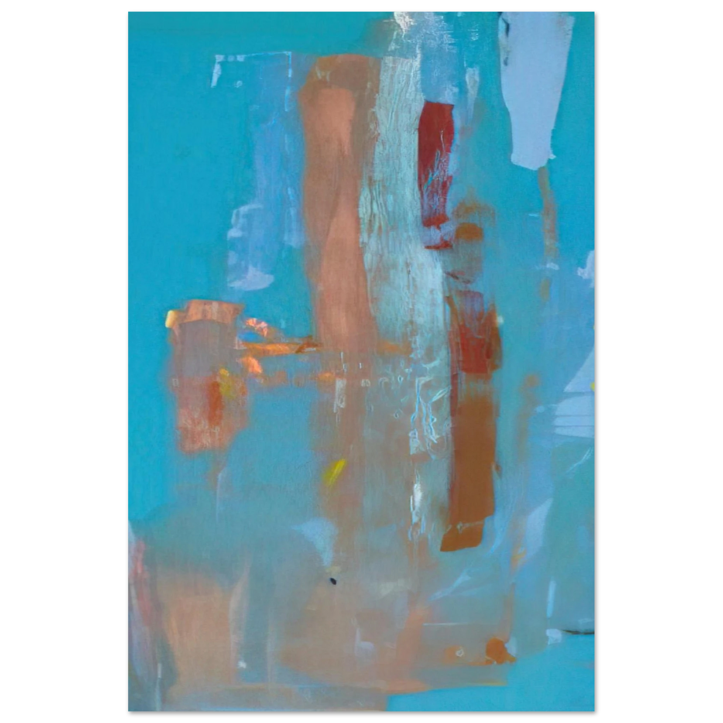 Helen Frankenthaler - In on Blue - 1976 Wall art - 21x29.7 cm / 8x12" - Premium Wooden Framed Poster With Fine Art Paper-canvas - Wood frame