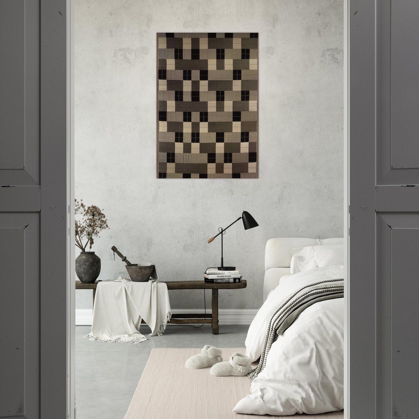 BLACK WHITE GRAY 1964 - Anni Albers Brushed Aluminum Print - 70x100 cm / 28x40 inches | Anni Albers Aluminum Print | Anni Albers Prints