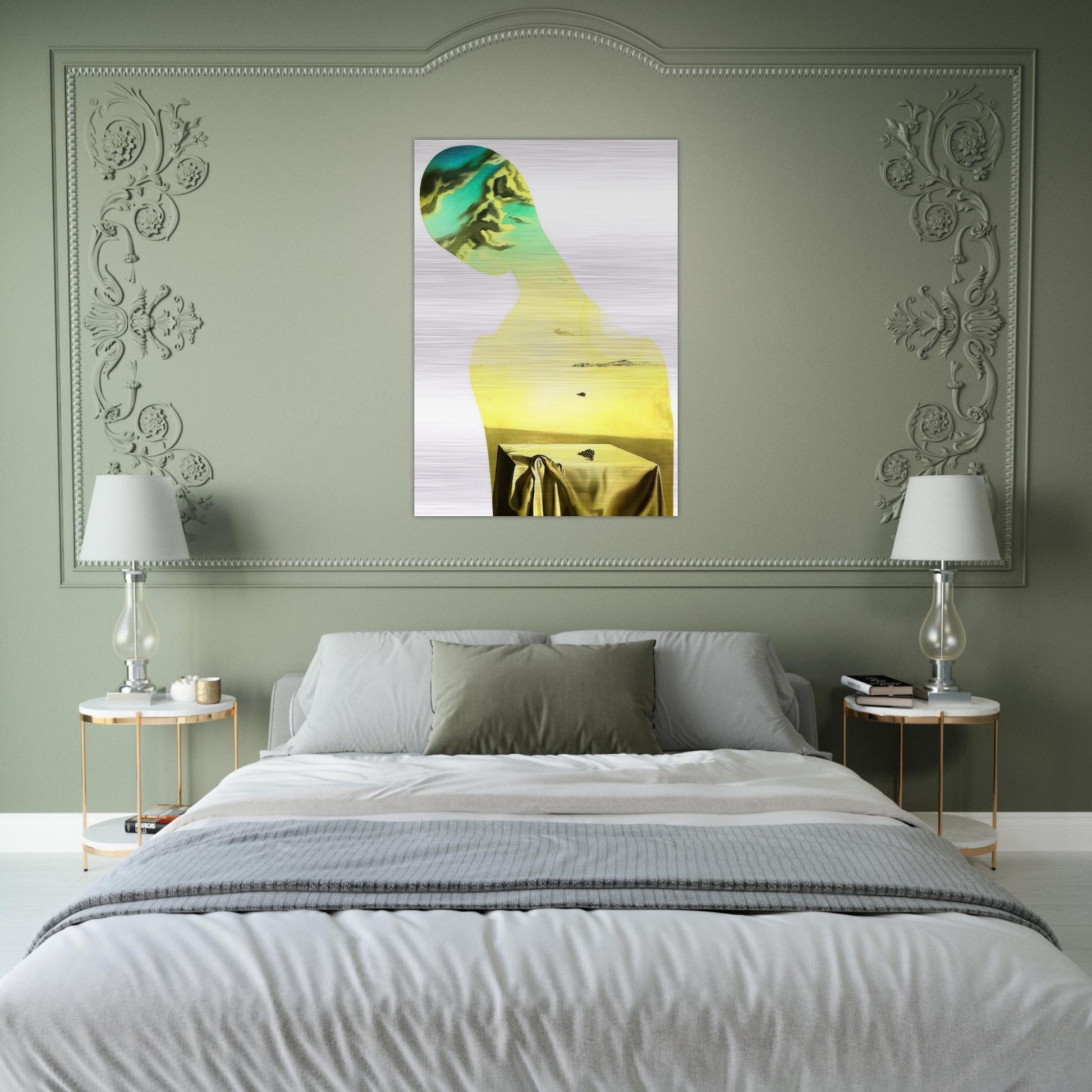 COUPLE WITH CLOUDS IN THEIR HEADS WOMAN - Salvador Dali Brushed Aluminum Print - 70x100 cm / 28x40 inches | Salvador Dali Aluminum Print | Salvador Dali Prints
