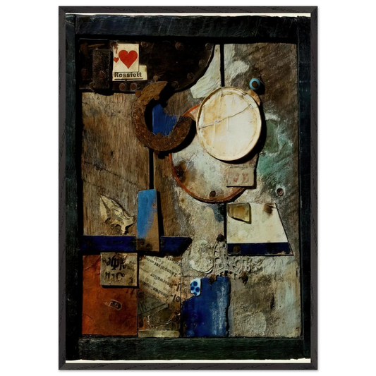 MERZBILD ROSSFETT 1919 - Kurt Schwitters 70x100 cm / 28x40 inches Framed Art Print – Black Wooden Frame