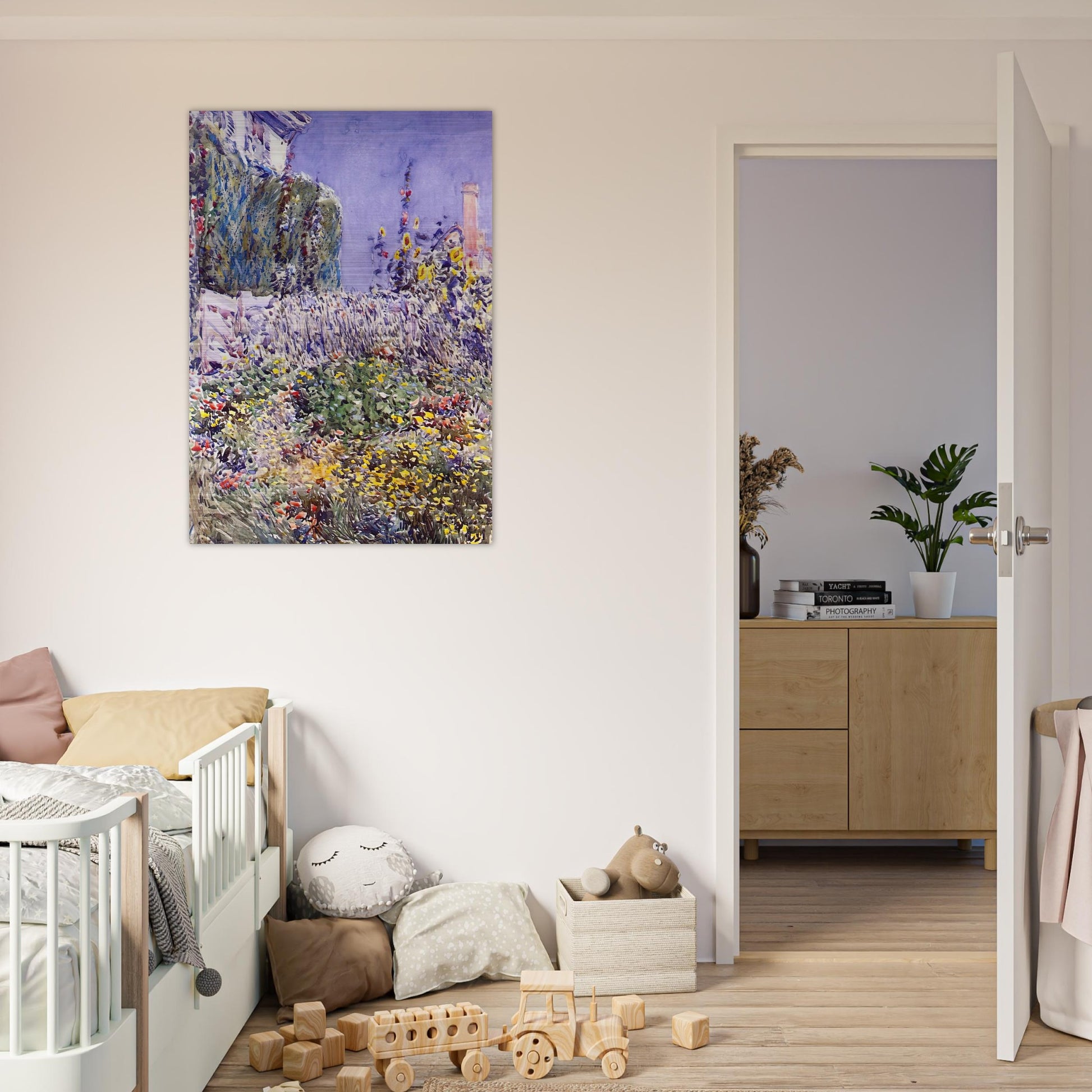 Dexter`s Garden - Childe Hassam Brushed Aluminum Print - 70x100 cm / 28x40 inches | Childe Hassam Aluminum Print | Childe Hassam Prints