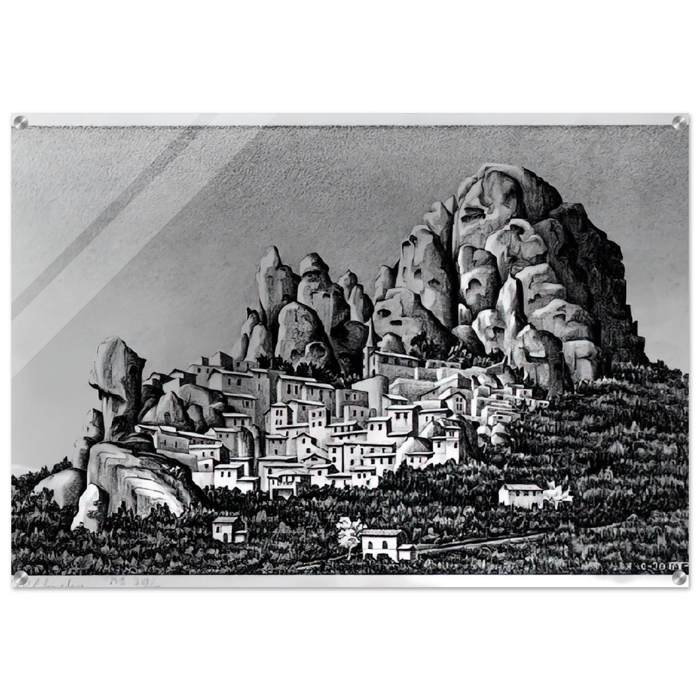 PENTEDATTIO CALABRIA OCTOBER 1930 1930 - MC Escher Acrylic Print - 70x100 cm / 28x40″ inches | Maurits Cornelis Escher Prints