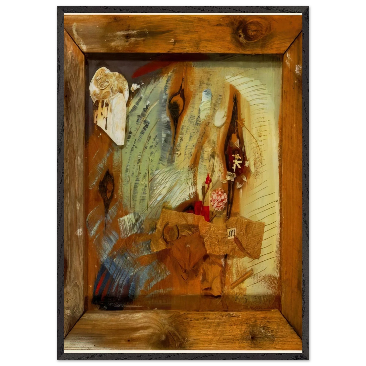 MERZBILD ALF 1939 - Kurt Schwitters 70x100 cm / 28x40 inches Framed Art Print – Black Wooden Frame