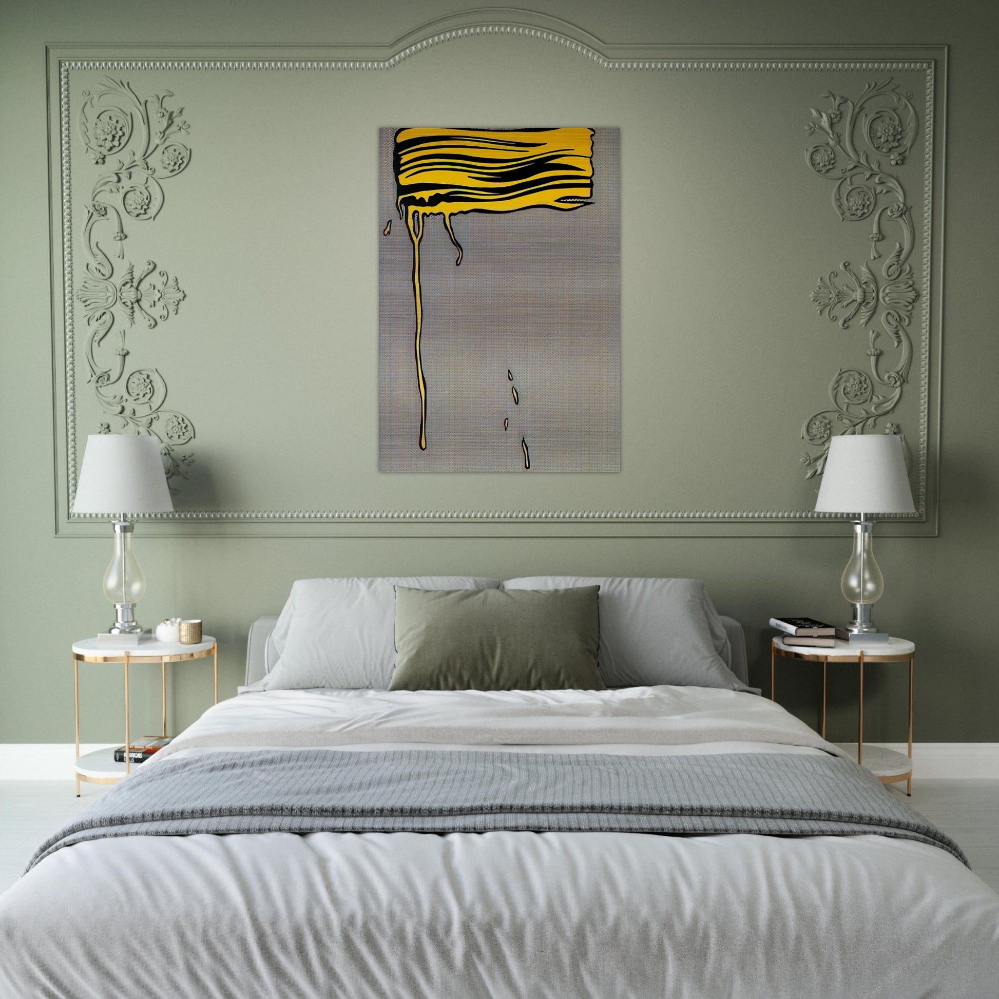 YELLOW BRUSHSTROKE I 1965 - Roy Lichtenstein Brushed Aluminum Print - 70x100 cm / 28x40 inches | Roy Lichtenstein Aluminum Print | Roy Lichtenstein Prints