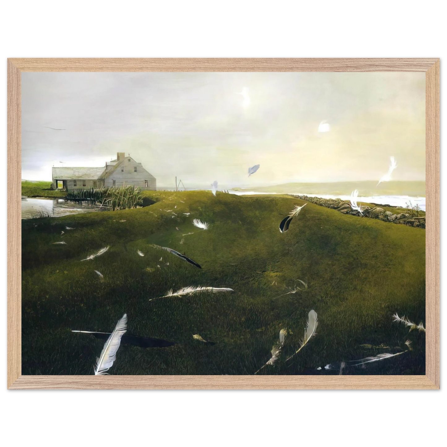 Andrew Wyeth - AIRBORNE Wall Art - 60x80 cm / 24x32 inches - Premium Wooden Framed Poster With Fine Art Paper-canvas - Black frame