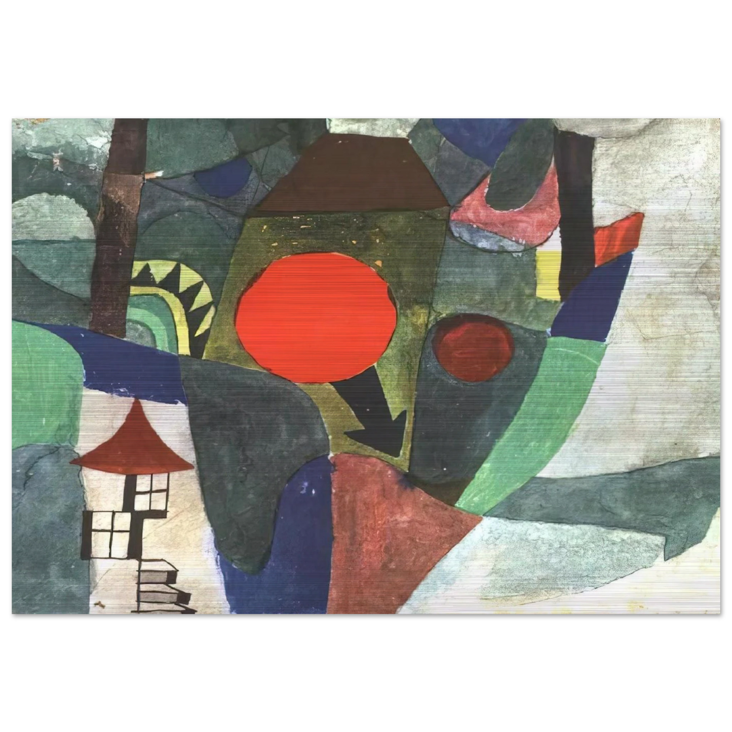 WITH THE SETTING SUN 1919 - Paul Klee Brushed Aluminum Print - 70x100 cm / 28x40 inches | Paul Klee Aluminum Print | Paul Klee Prints