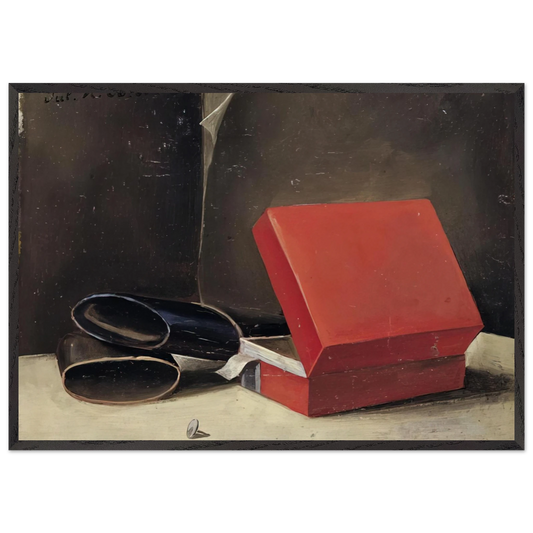 Scatola rossa con astuccio per occhiali - 1923 - Julius Bissier 70x100 cm / 28x40 inches Framed Art Print – Black Wooden Frame