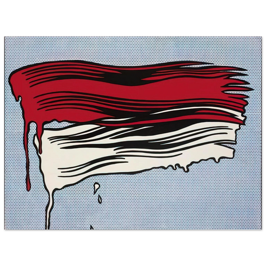 Roy Lichtenstein - RED AND WHITE BRUSHSTROKES 1965  75x100 cm / 30x40inches Fine Art Poster