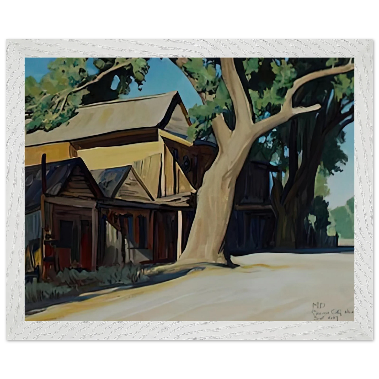 Maynard Dixon - OLD CHINATOWN CARSON CITY NEVADA 1937 Wall art - A1 (59.4 x 84.1  cm) - Premium Wooden Framed Poster With Fine Art Paper-canvas - White frame