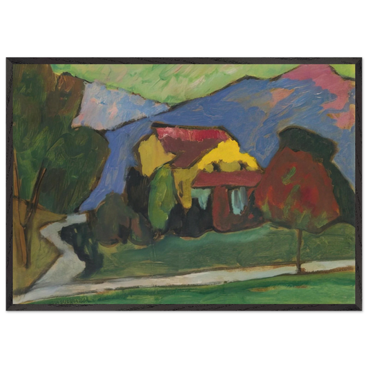 THE YELLOW HOUSE 1908 - Gabriele Munter 70x100 cm / 28x40 inches Framed Art Print – Black Wooden Frame
