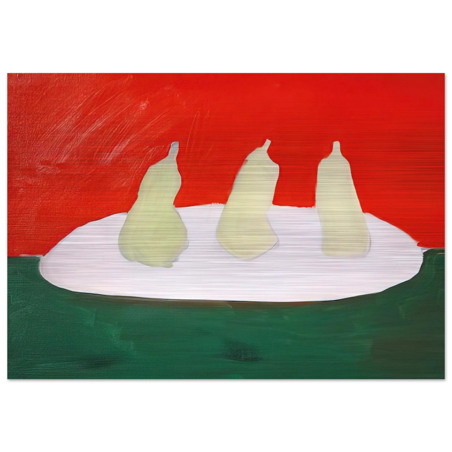 Nature morte, poires, fond vert et orange - Art Informel - Nicolas de Stael Brushed Aluminum Print - 70x100 cm / 28x40 inches | Nicolas de Stael Aluminum Print | Nicolas de Stael Prints