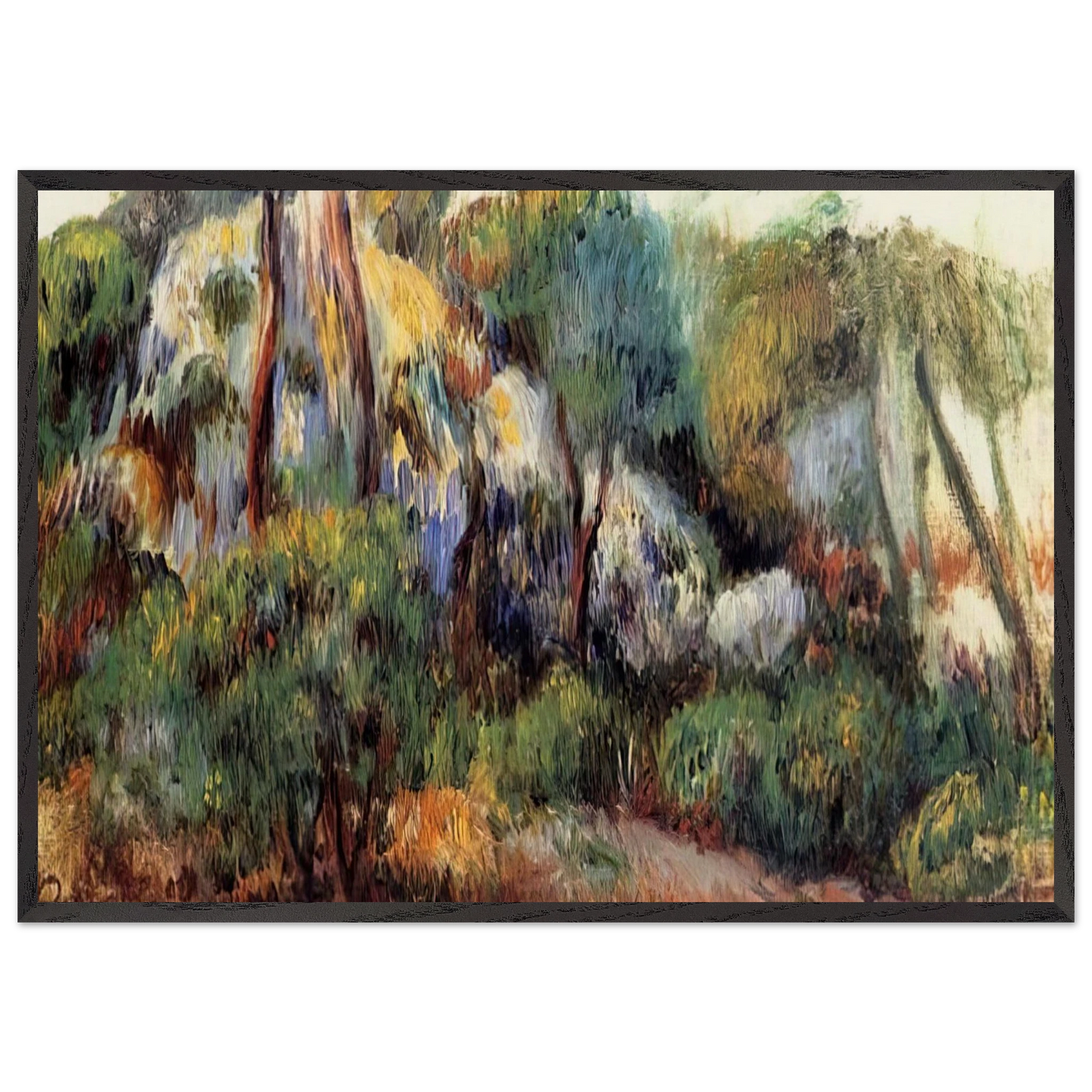 Purple Landscape - Pierre-Auguste Renoir 70x100 cm / 28x40 inches Framed Art Print – Black Wooden Frame
