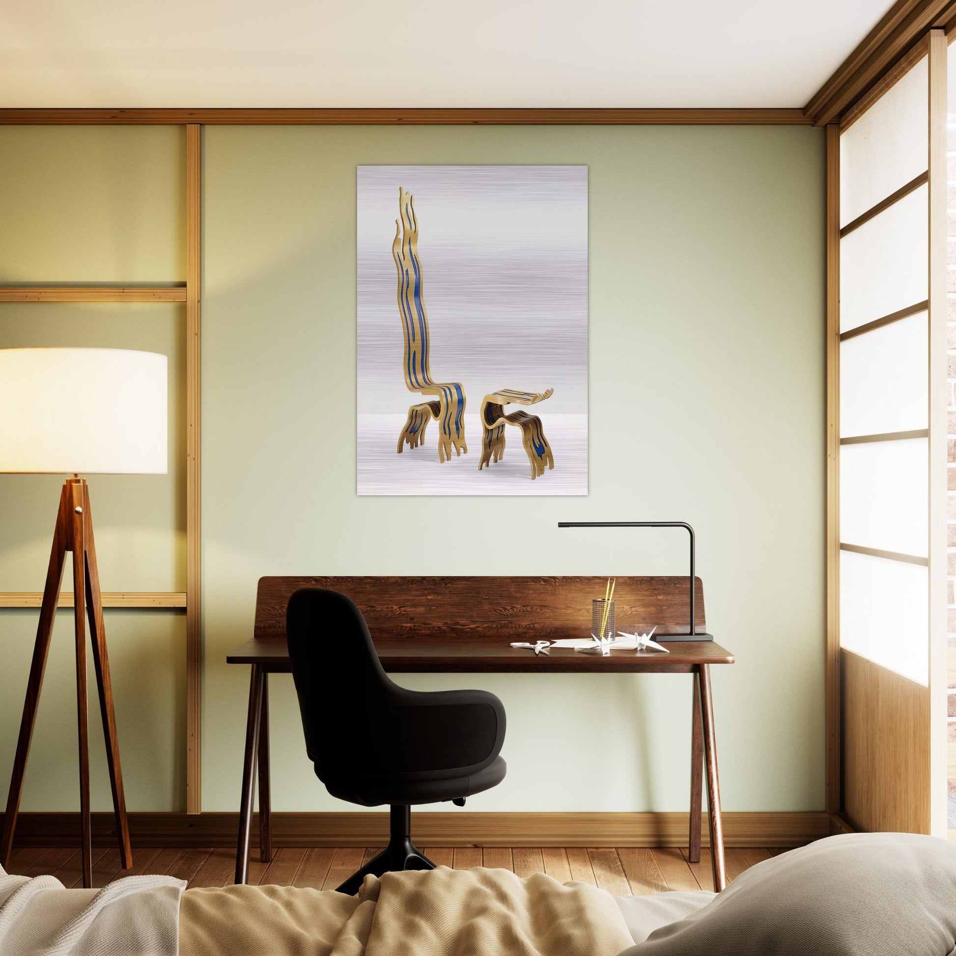 BRUSHSTROKE CHAIR AND OTTOMAN 1988 - Roy Lichtenstein Brushed Aluminum Print - 70x100 cm / 28x40 inches | Roy Lichtenstein Aluminum Print | Roy Lichtenstein Prints