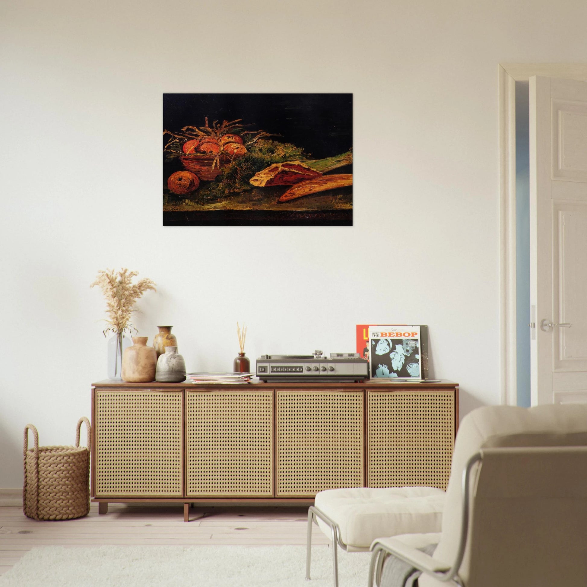 Still Life with Apples, Meat and a Roll - Vincent van Gogh Brushed Aluminum Print - 70x100 cm / 28x40 inches | Vincent van Gogh Aluminum Print | Vincent van Gogh Prints
