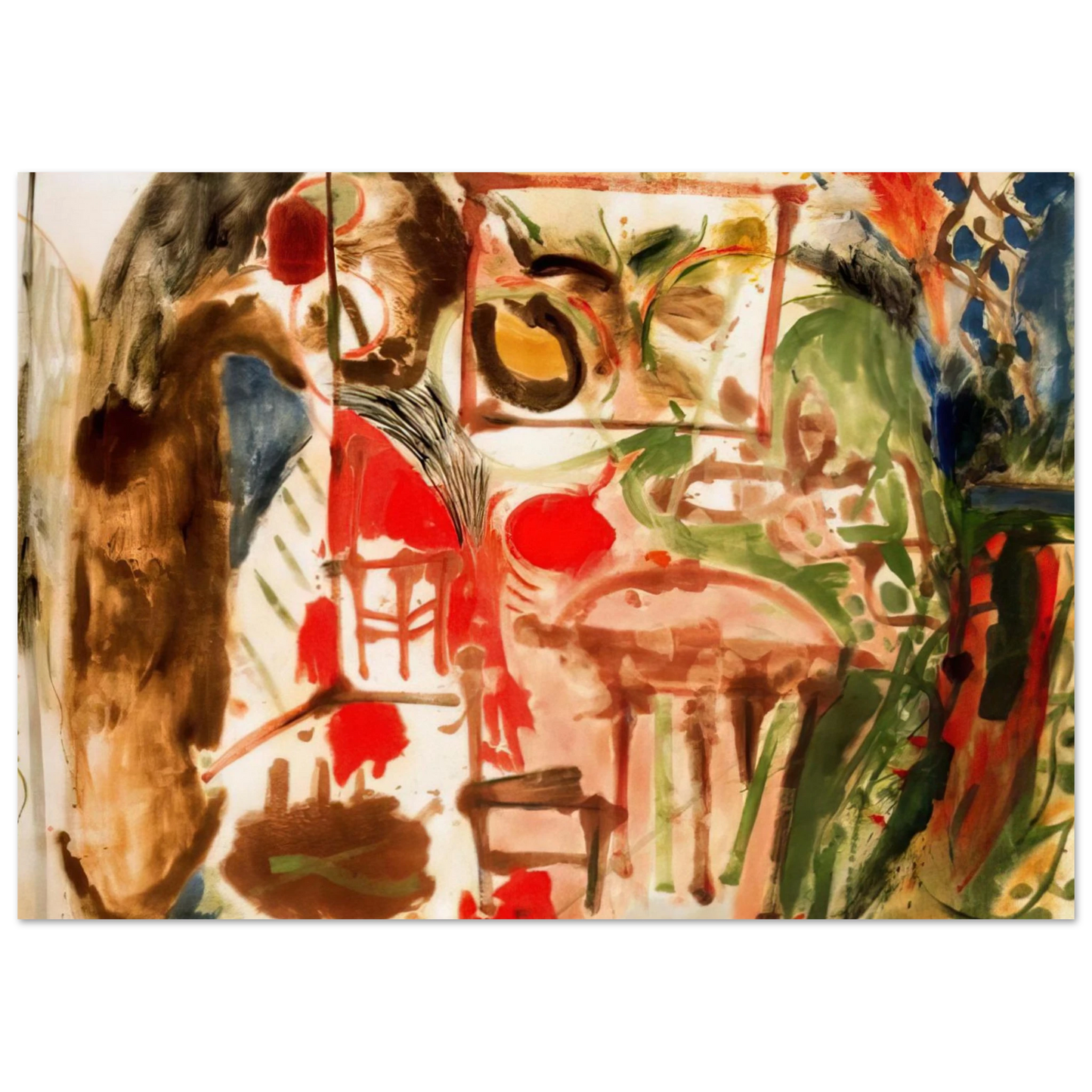 Helen Frankenthaler - Interior - 1957 Wall art - 30x40 cm / 12x16 inches - Premium Wooden Framed Poster With Fine Art Paper-canvas - White frame