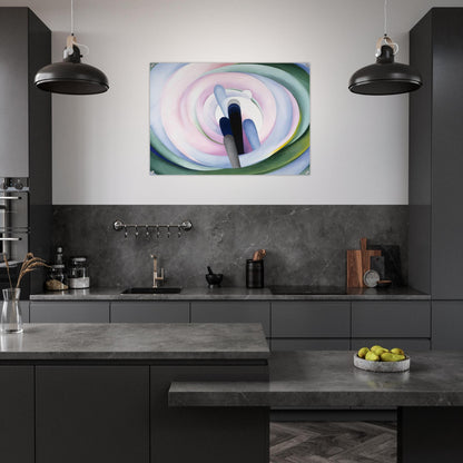 Grey Blue and Black, Pink Circle - Georgia O'Keeffe Acrylic Print - 70x100 cm / 28x40″ inches