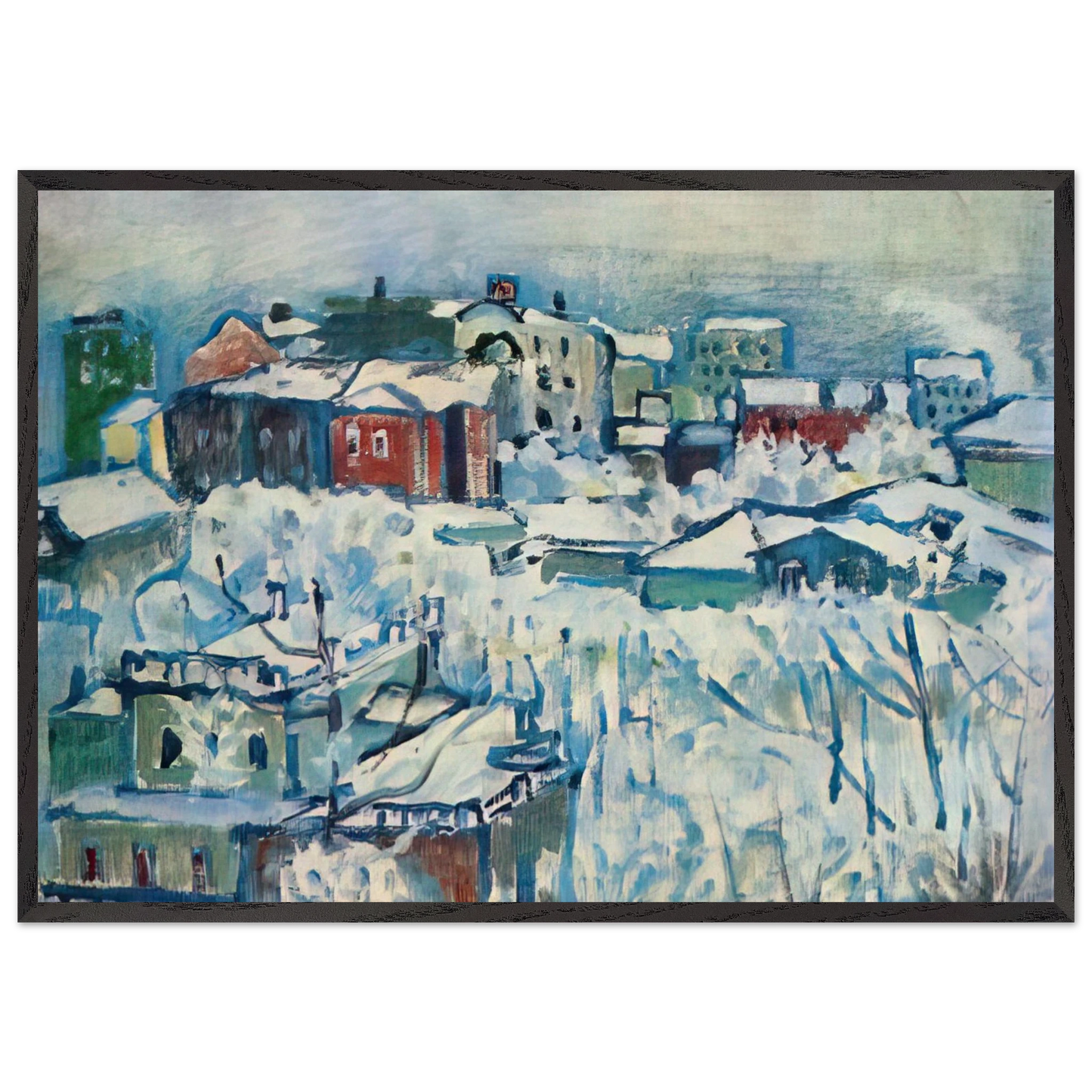 MOSCOW SMOLENSKY BOULEVARD STUDY 1916 - Wassily Kandinsky 70x100 cm / 28x40 inches Framed Art Print – Black Wooden Frame