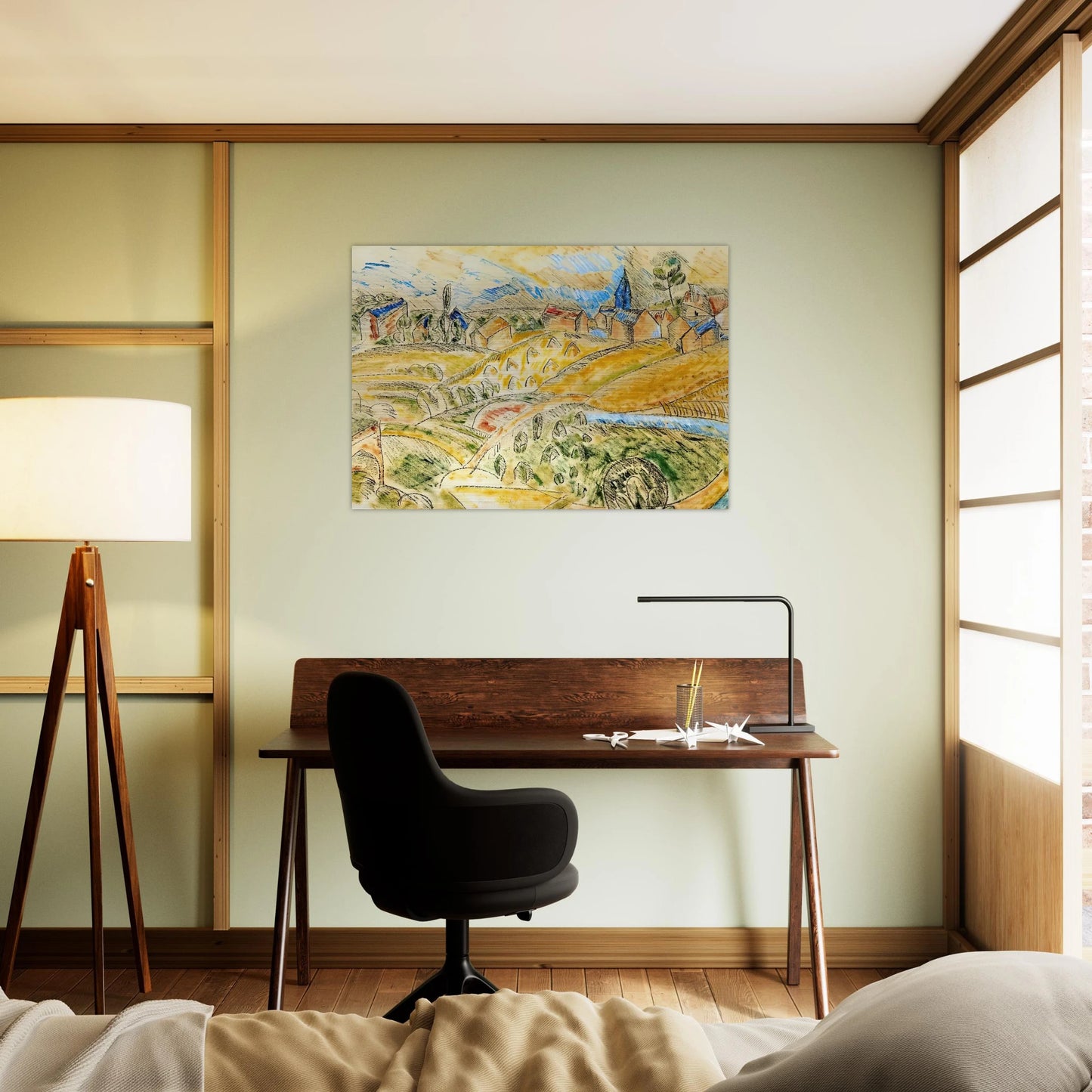 CUBIST LANDSCAPE WITH HAYSTACKS - Raoul Dufy Brushed Aluminum Print - 70x100 cm / 28x40 inches | Raoul Dufy Aluminum Print | Raoul Dufy Prints