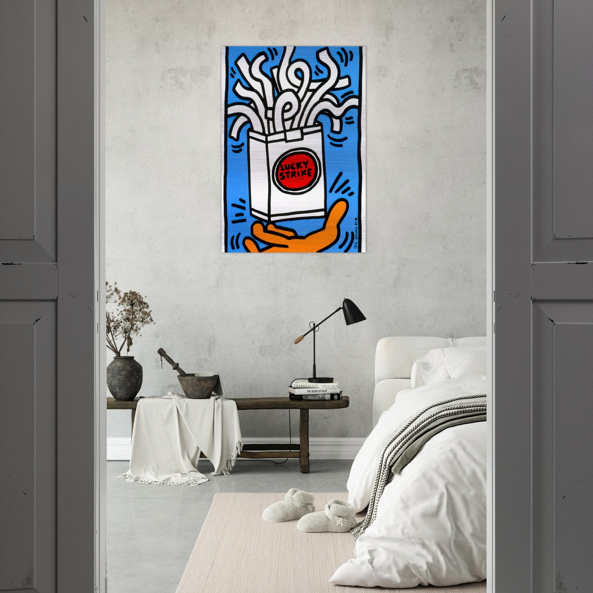LUCKY STRIKE 1987 - Keith Haring Brushed Aluminum Print - 70x100 cm / 28x40 inches | Keith Haring Aluminum Print | Keith Haring Prints