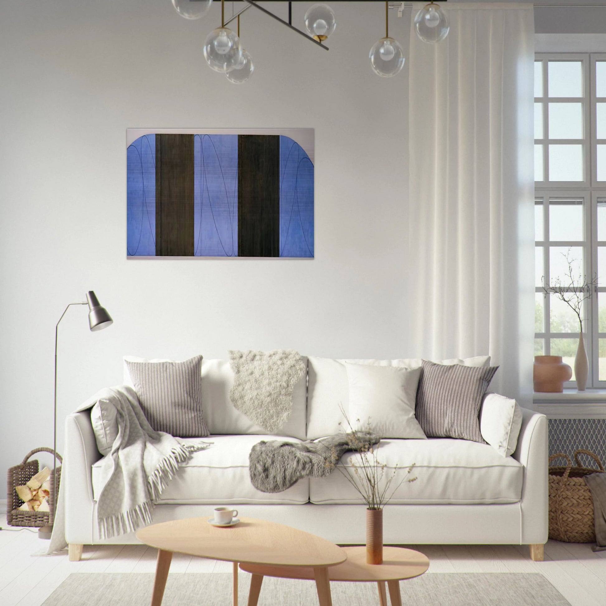 BLUE BLACK FIVE PANEL ZONE PAINTING 1998 - Robert Mangold Brushed Aluminum Print - 70x100 cm / 28x40 inches | Robert Mangold Aluminum Print | Robert Mangold Prints
